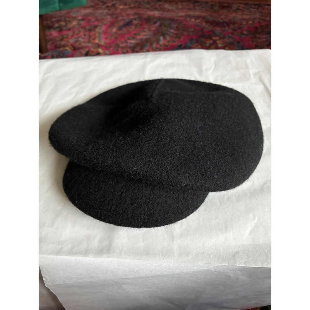 Betmar Peaked Beret Womens OS Black 100% Wool Art 502 Vintage Baker Boy Hat